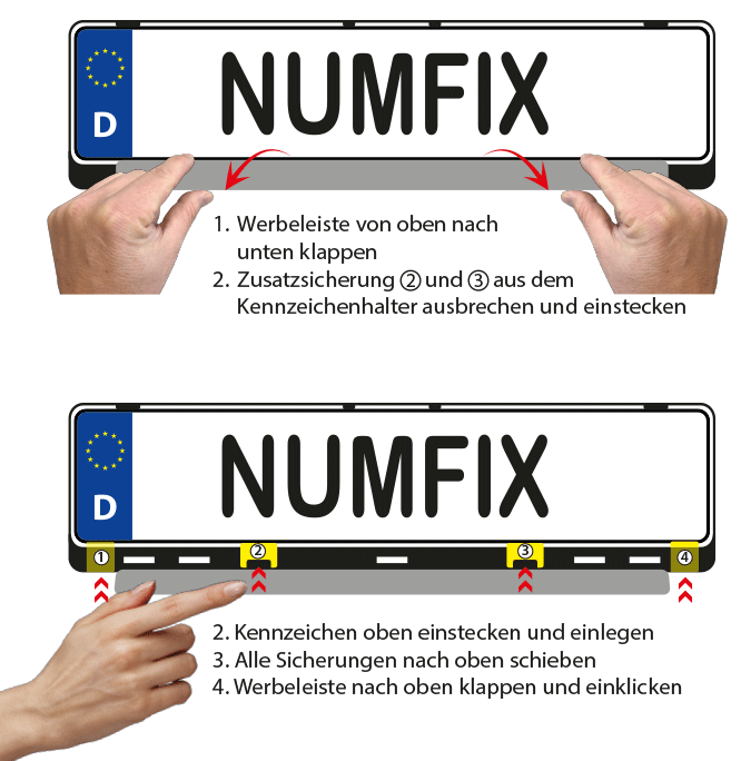 Montage Kennzeichenverstärker numfix EU KC