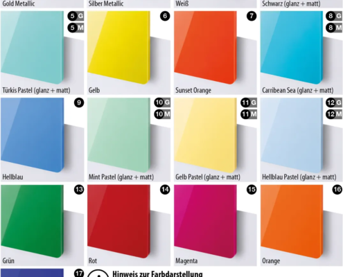 Farbauswahl Acrylglas Plexiglas GS